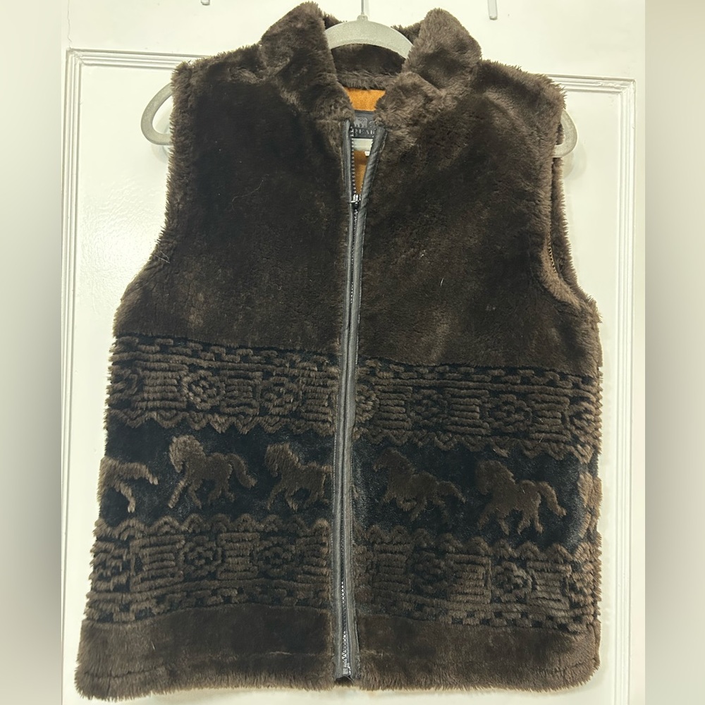 Brown faux fur vest size S
